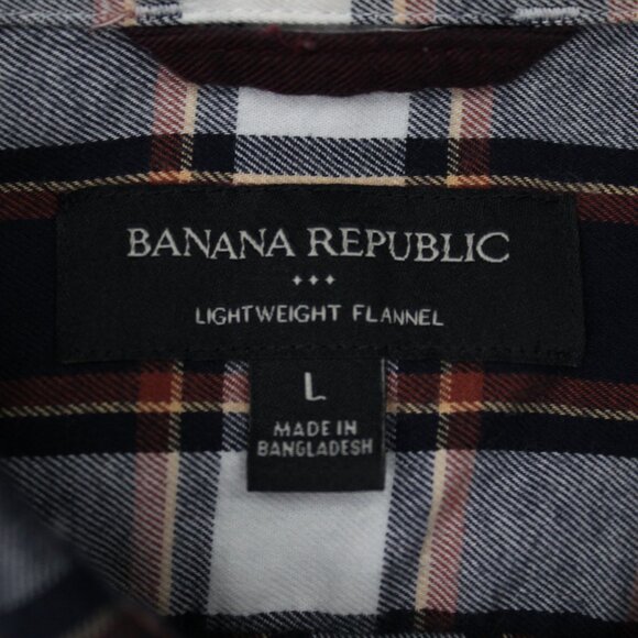 Banana Republic Shirt Mens Large Red/Blue Lightweight Flannel Long Sleeve Cotton - Picture 7 of 13